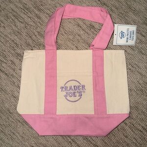 NWT | TRADER JOE’S | MINI Pink and Purple Cream Canvas Tote Bag